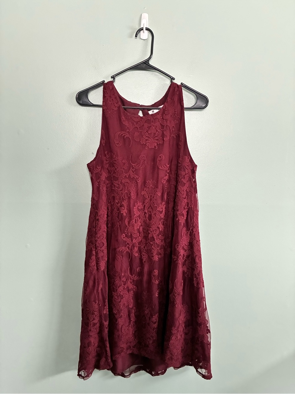 BB Dakota Candence Dress Floral Lace Burgundy Sleeveless Small Christmas Swing